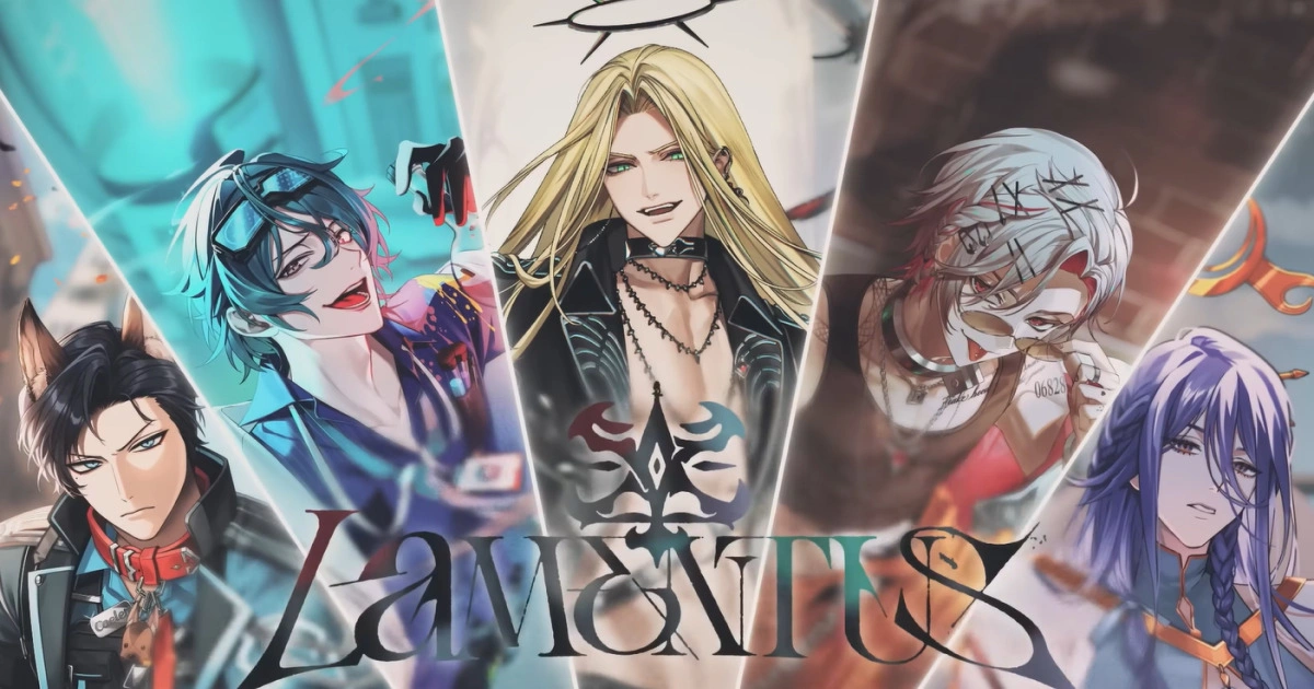 REALITY Studios 旗下 FIRST STAGE PRODUCTION EN男性 VTuber 團體「Lamentus」五位成員的出道視覺圖